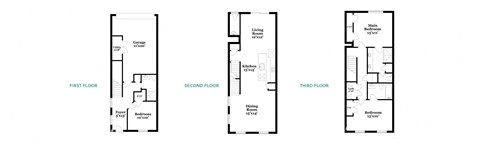a group of four floor plans of a house